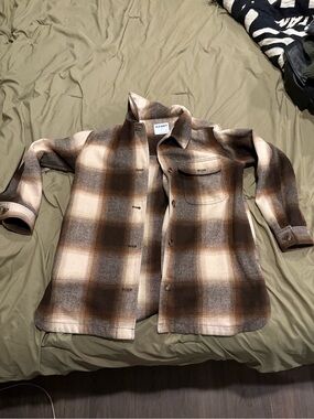 Old Navy Brown and Cream Plaid Shacket